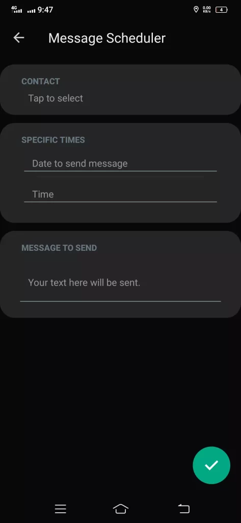 scheduling of sending a message