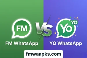 FM WhatsApp vs YO WhatsApp interface comparison on Android smartphone