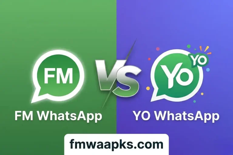 FM WhatsApp vs YO WhatsApp interface comparison on Android smartphone